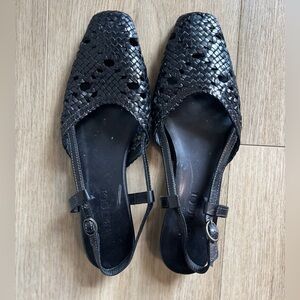 Sesto Meucci Woven Leather Sling Back Flat